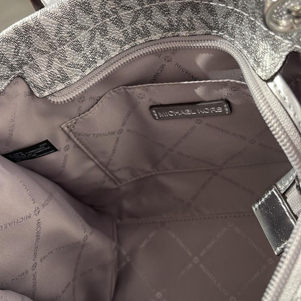 Michael Kors Mirella Small Metallic Signature Logo Crossbody Bag 
Silver 
NWT - Picture 16 of 16